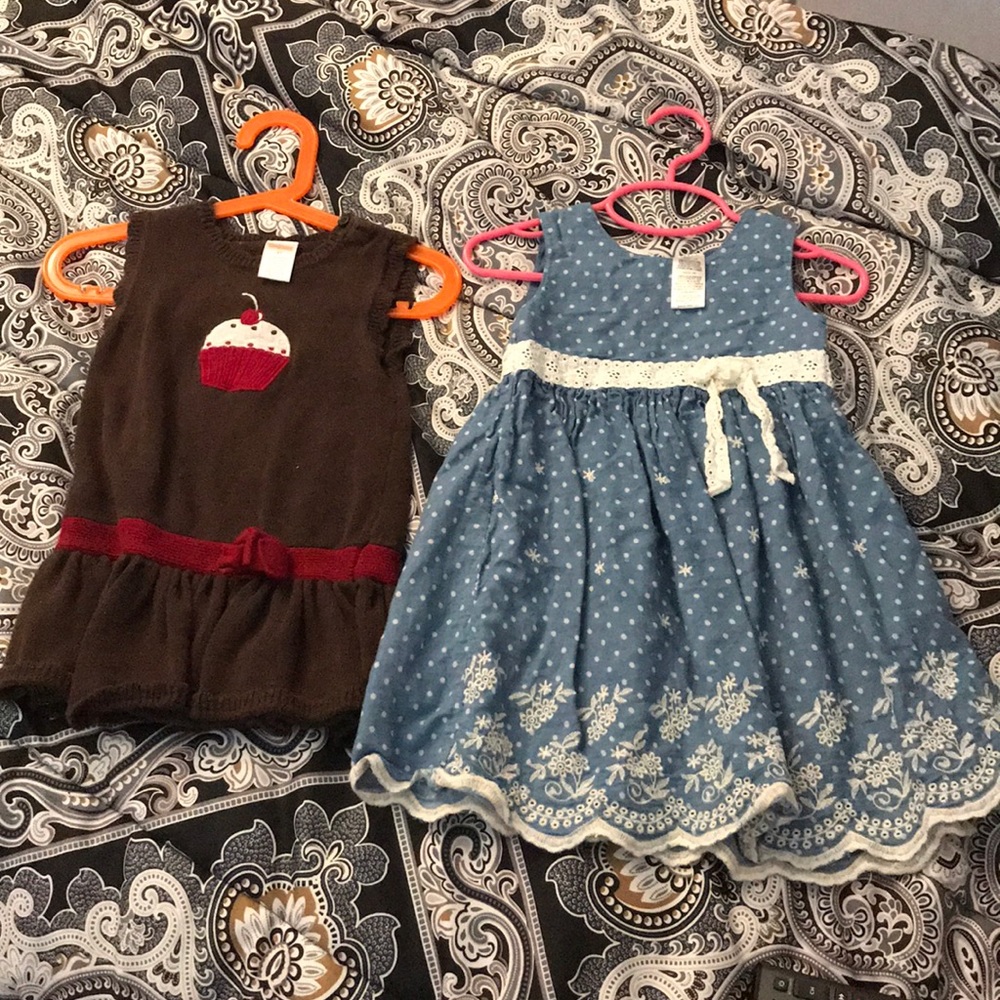 Lot of 2 girls dresses dots cupcake